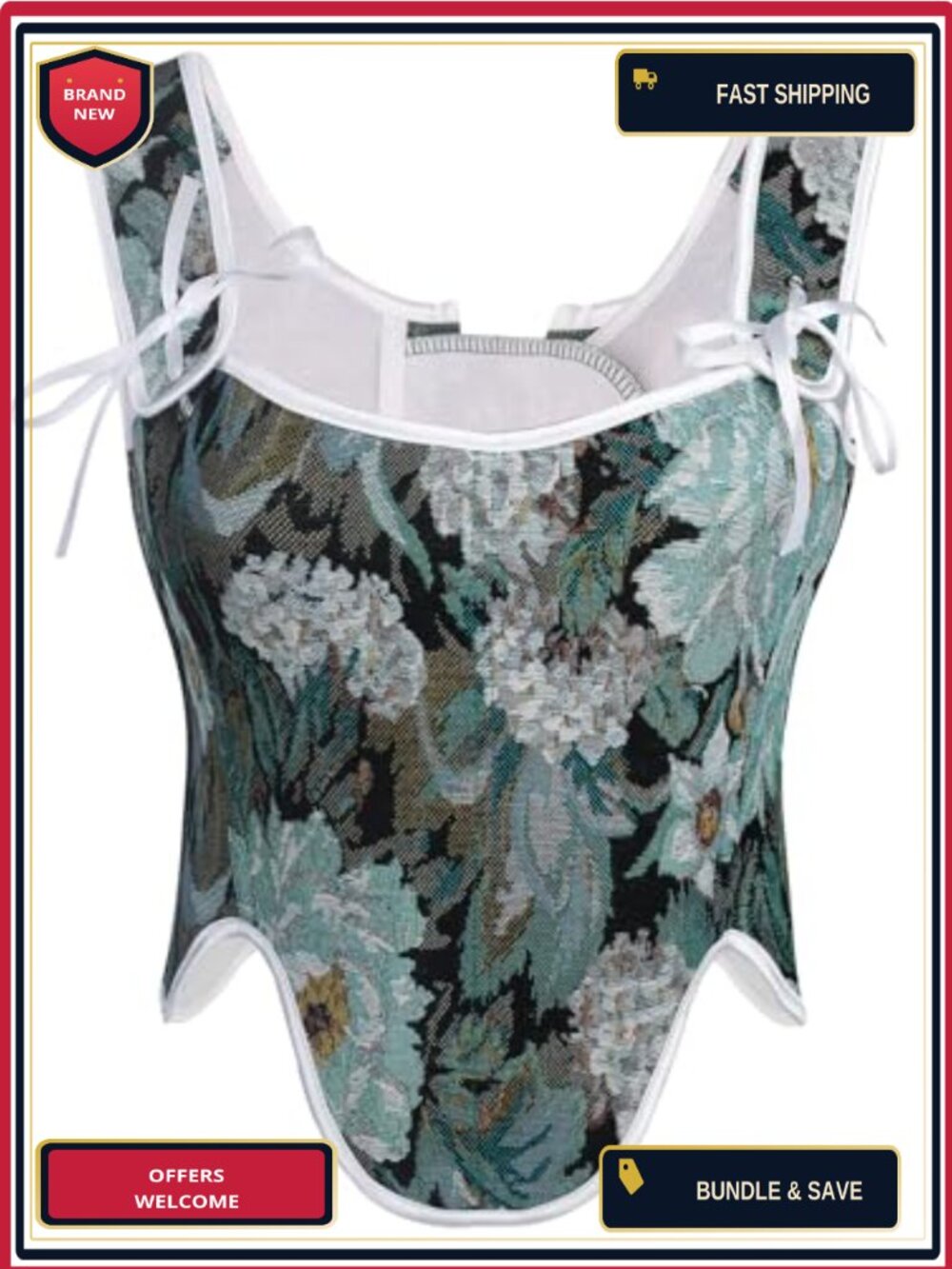 Renaissance Corset Bustier Top Victorian Cottagecore Floral Ren Faire